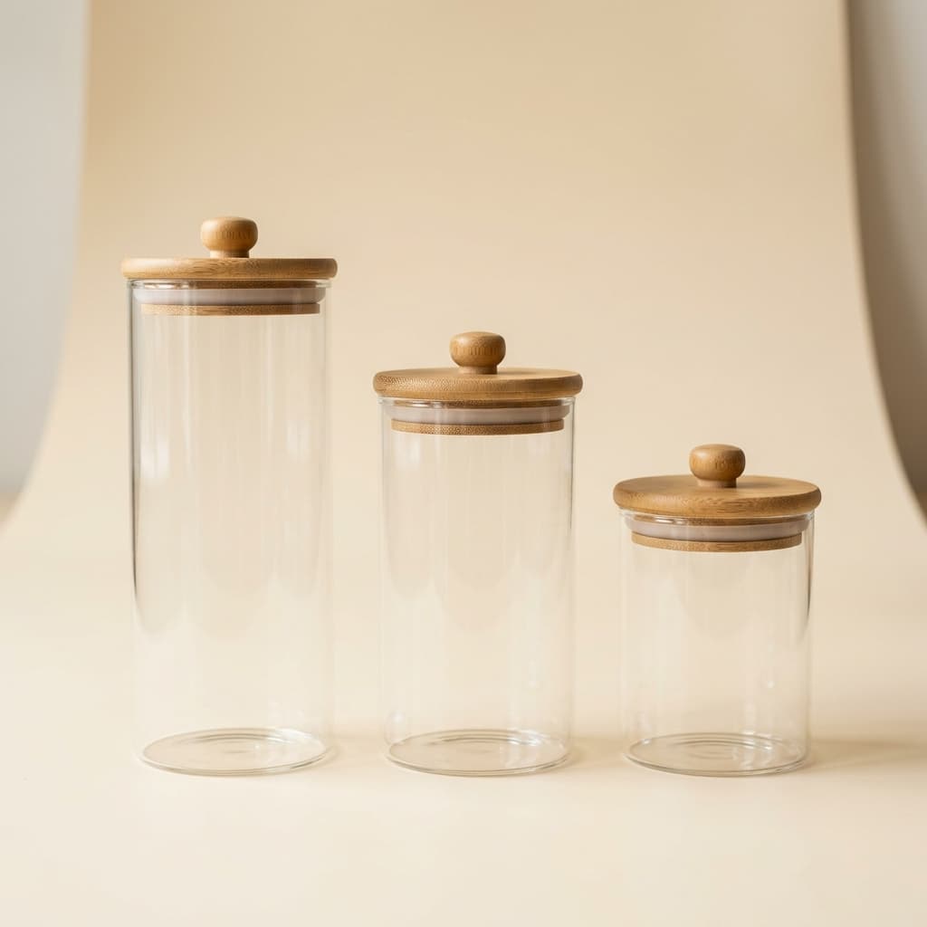 Stackable Glass Storage Jars — Set of 3